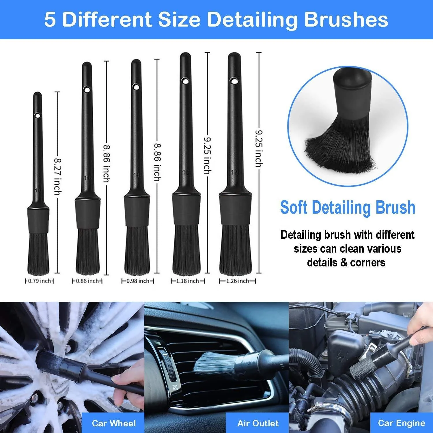 Hot Sales 26pcs Blue Car Detailing Brush Set Auto Washing Drill Brush ...