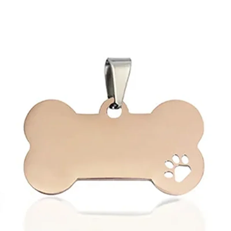 Etiqueta de mascota grabada de acero inoxidable con etiquetas de perro de metal con diseño de logotipo personalizado de fabricación china