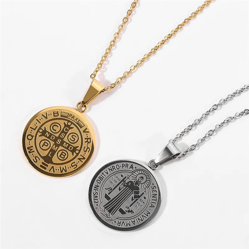 Personalized Stainless Steel Jesus Faith Round Pendant Necklace Hip-hop  Religious Jewelry Christ Jesus Party Gifts Necklace