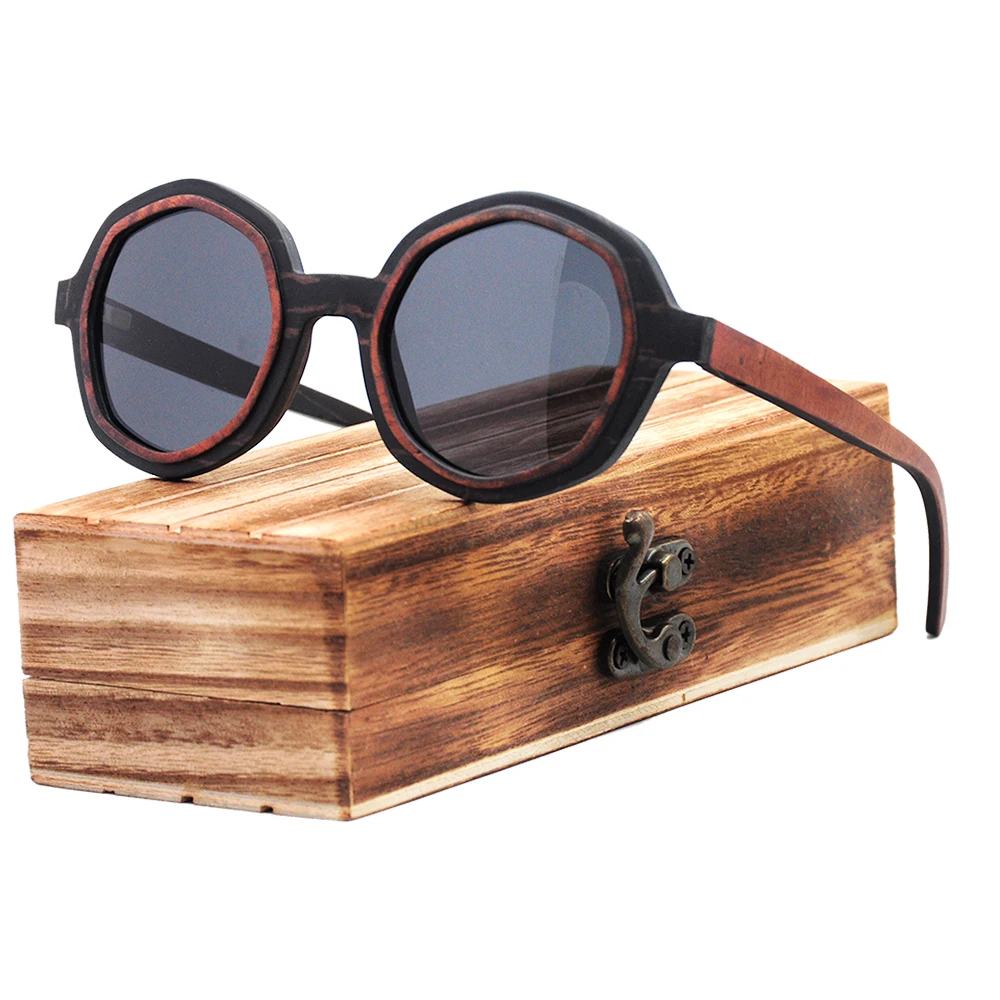 The Retro - brown bamboo wood round sunglasses