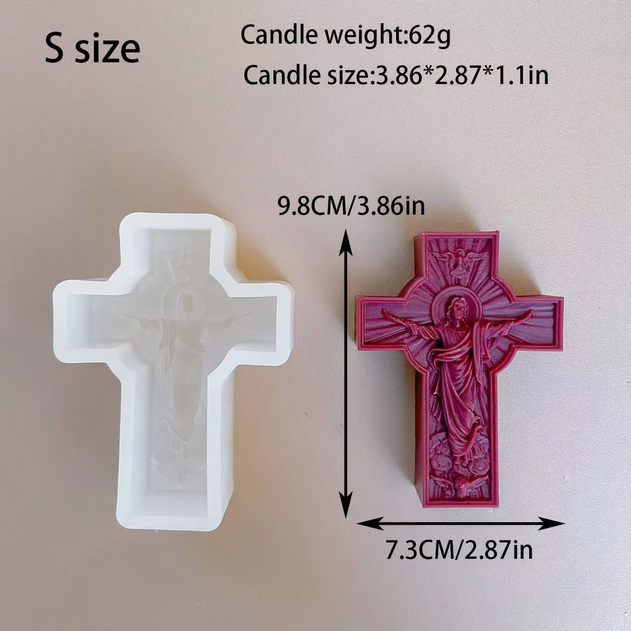 2-Size Cross Candle Silicone Mold DIY Easter Jesus Silicone Mold Handmade Resin, Gypsum, Cement, Luxury Festival Gifts