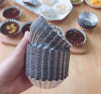 product tia yb00 strong aluminum foil pan disposable fried food container heat proof foil pan egg tart cup-5