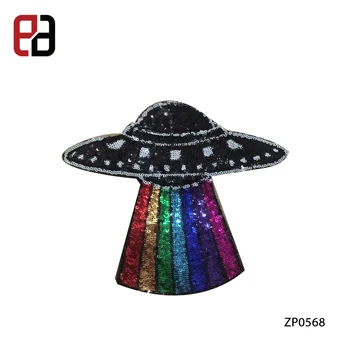 Large UFO Patch Space Patch Sequin Patches DIY Sewing Applique Clothes Sticker for Backpack