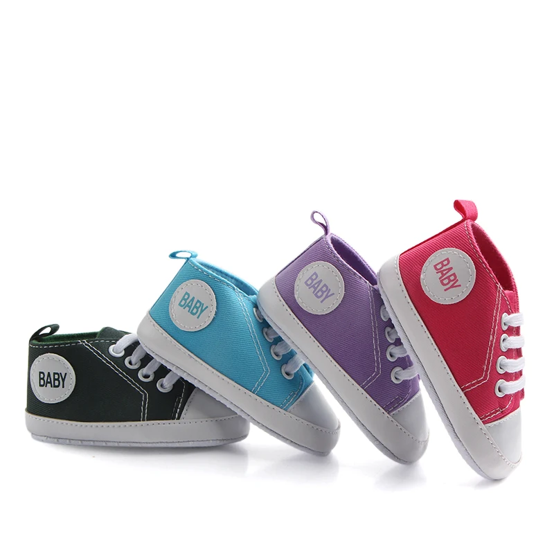 Hot Selling Baby Toddler Casual Anti-Slip Soft Insole Canvas Shoes for Newborn Boys Girls Lace Light Printed Design