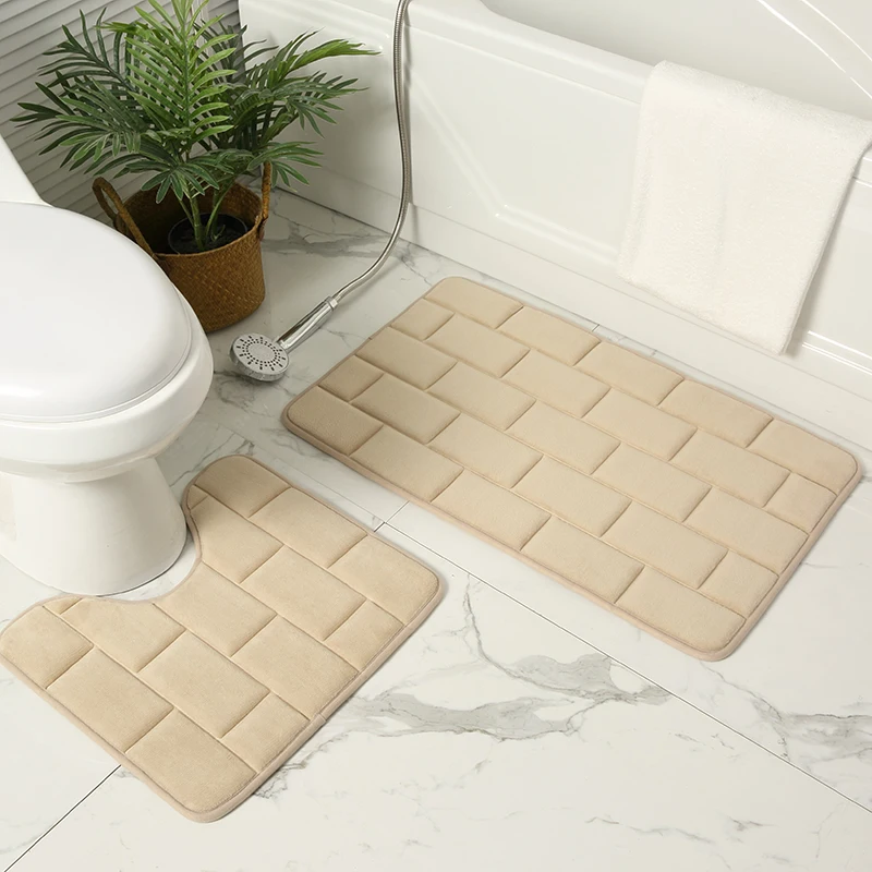 Hot Selling Custom Washable Bathroom Two-piece Bathroom Soft Non Slip Environmental Bath Toilet floor mat