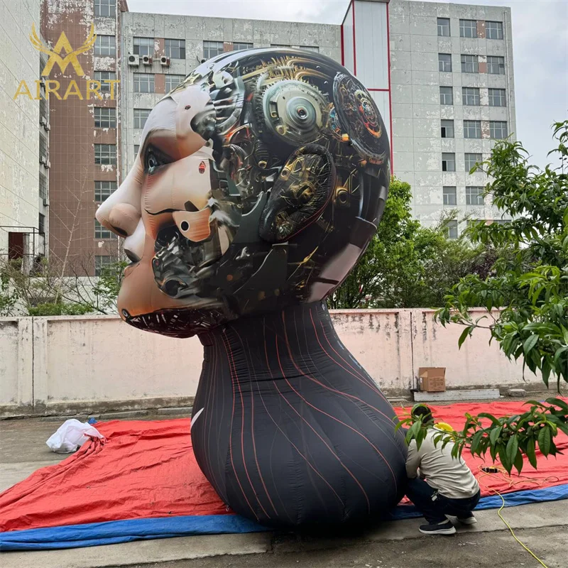 2025 Customized Size Activity Decoration Inflatable Robot Head,inflatable Cyberpunk Robot Head Balloon for Sale