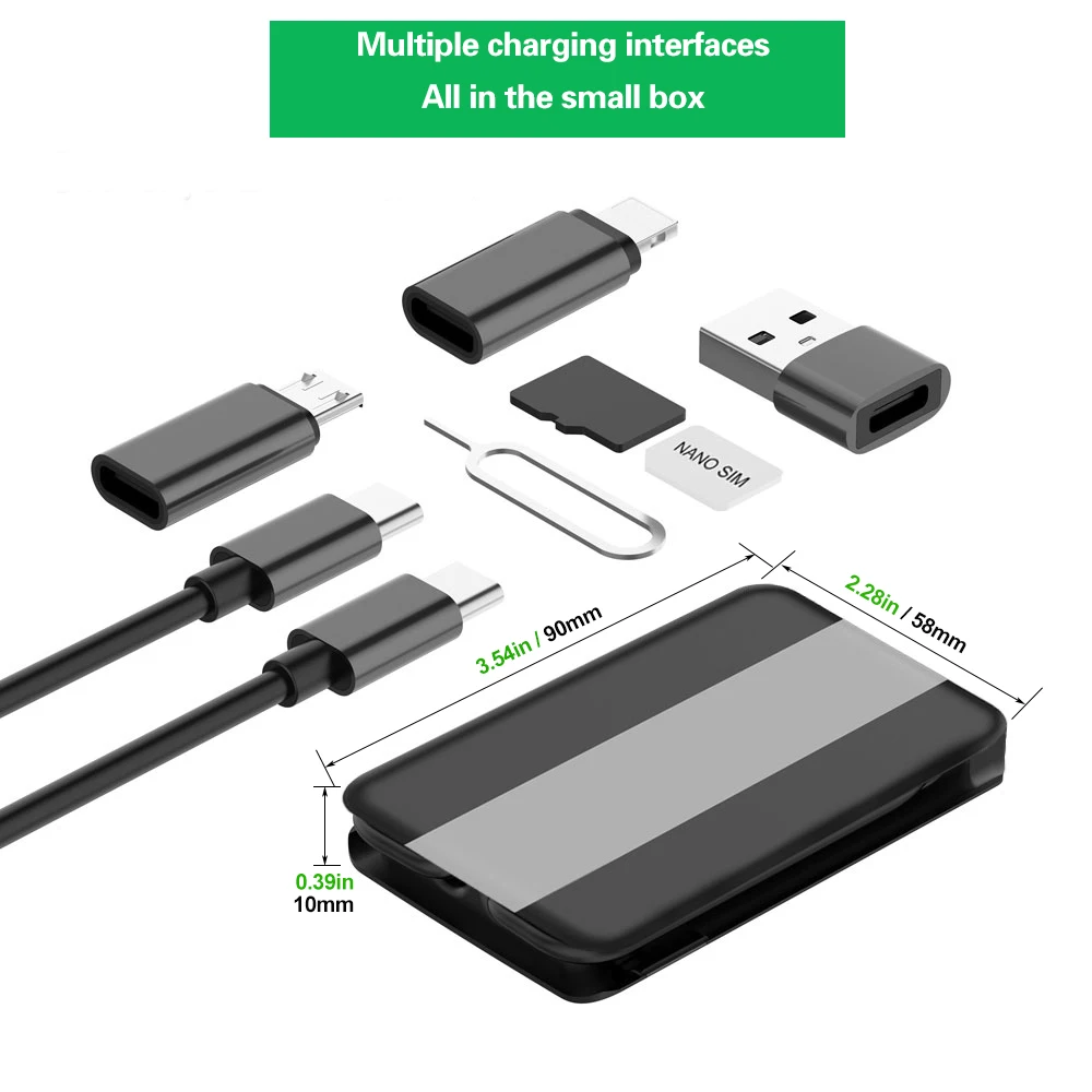 Multi Functional Usb Adapter Kit Travel Gadgets Charge Card With Type Ccable Fast Charging 0819