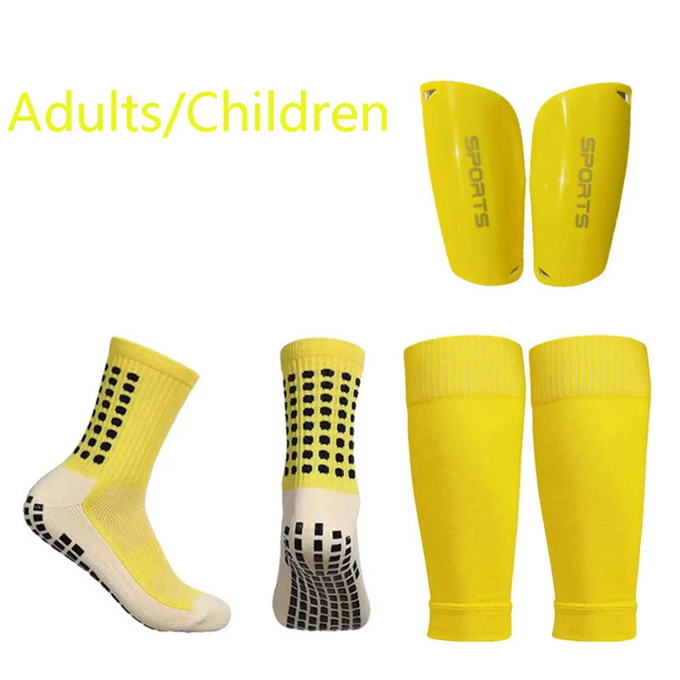 Football Shin Guard Sleeves With Pads Antislip Socks Protective Gear