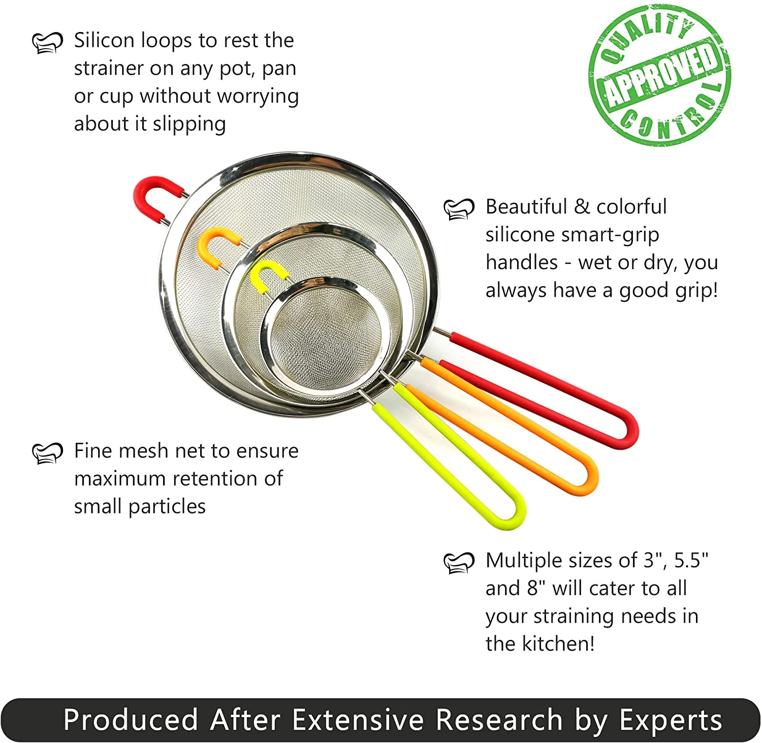 Kitchen Stainless Steel Mesh Strain Fine Mesh Strainer For Flour Soy