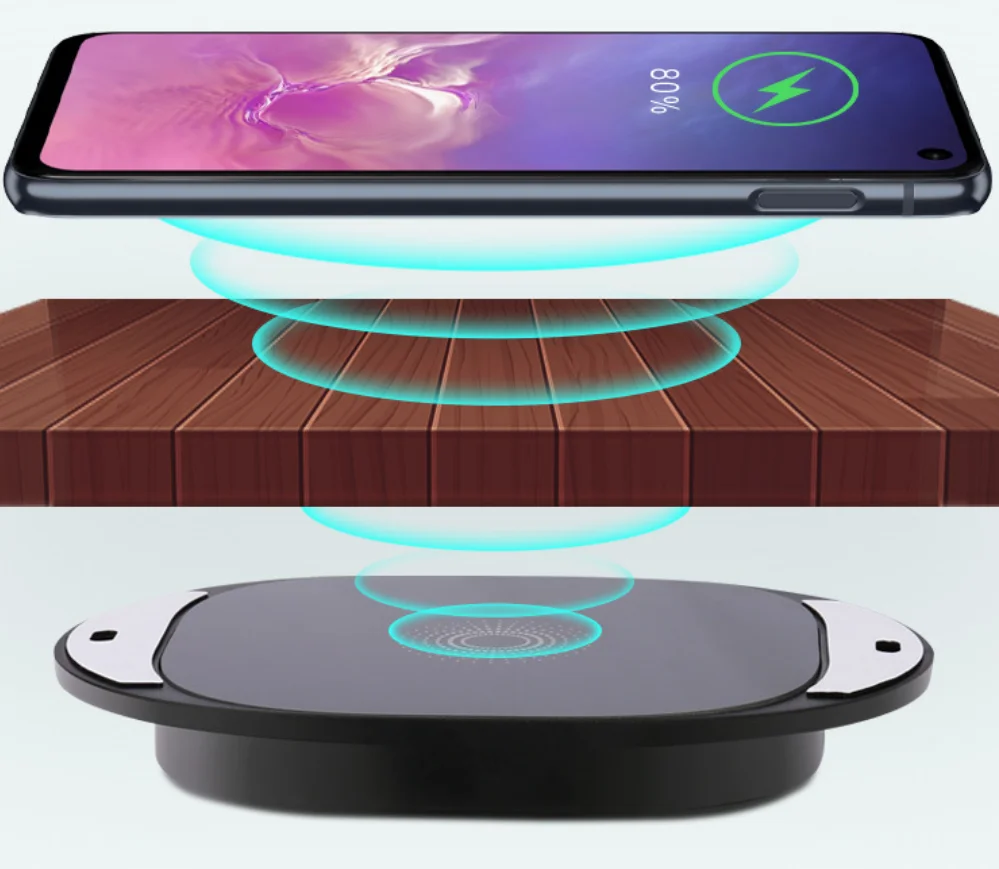 QI Remote Hide embedded Wireless phone charger Space separation 25mm Fast Wireless charging base for Table 5W/7.5W/10W