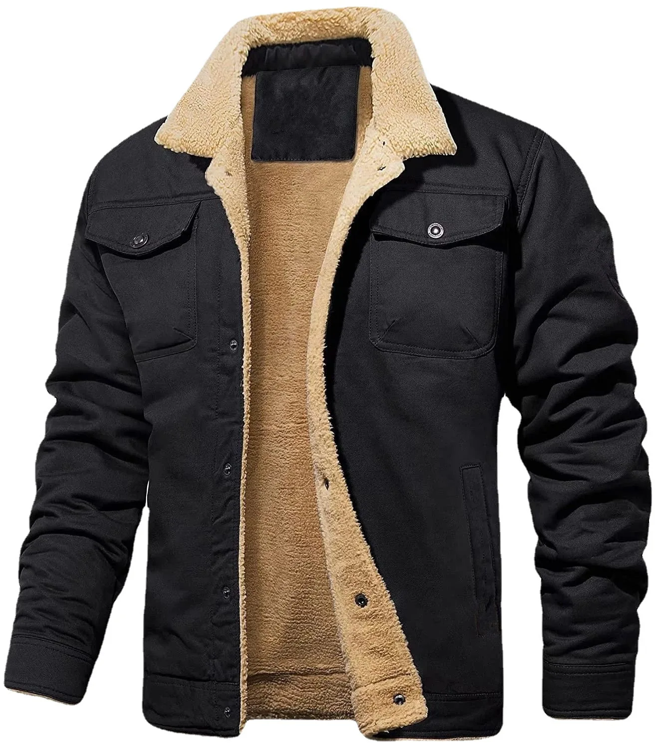 Mens Pilot Jacket Winter Fleece Warm Thicken men's outerwear Plus Size polar fleece jacket_voghion.com