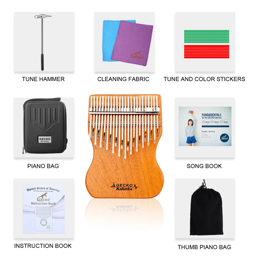 Gecko K24map Kalimba Good Performance Mahogany Wood Kalimba 24 Keys ...