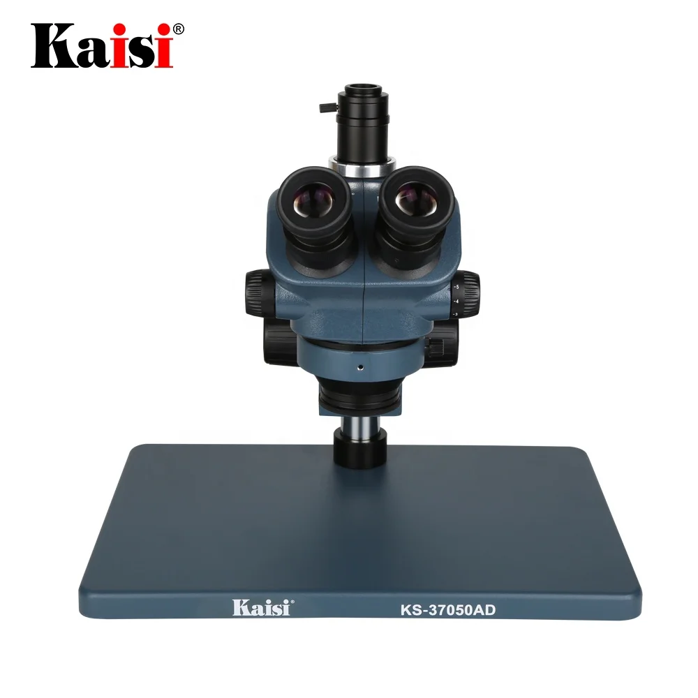 Blue Kaisi 37050AD Mobile Phone Repair Trinocular Stereo Microscope With Big Base