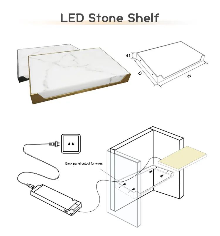 Stone Led Shelf Light Wall Shelves Custom Made Marble Stone Display ...