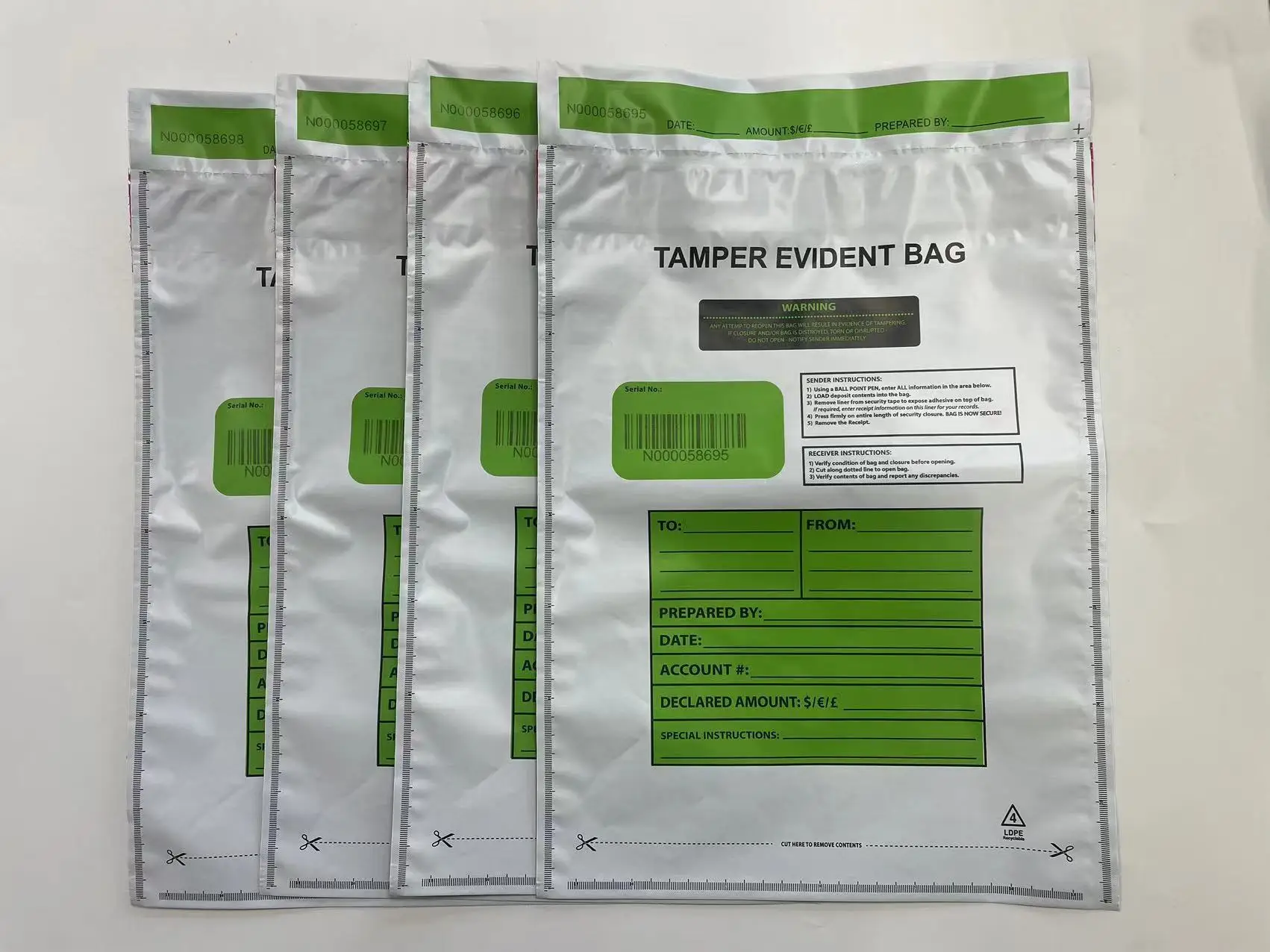 Tamper Evident Bags With Security Tape Opaque Plastic Bag For Bank