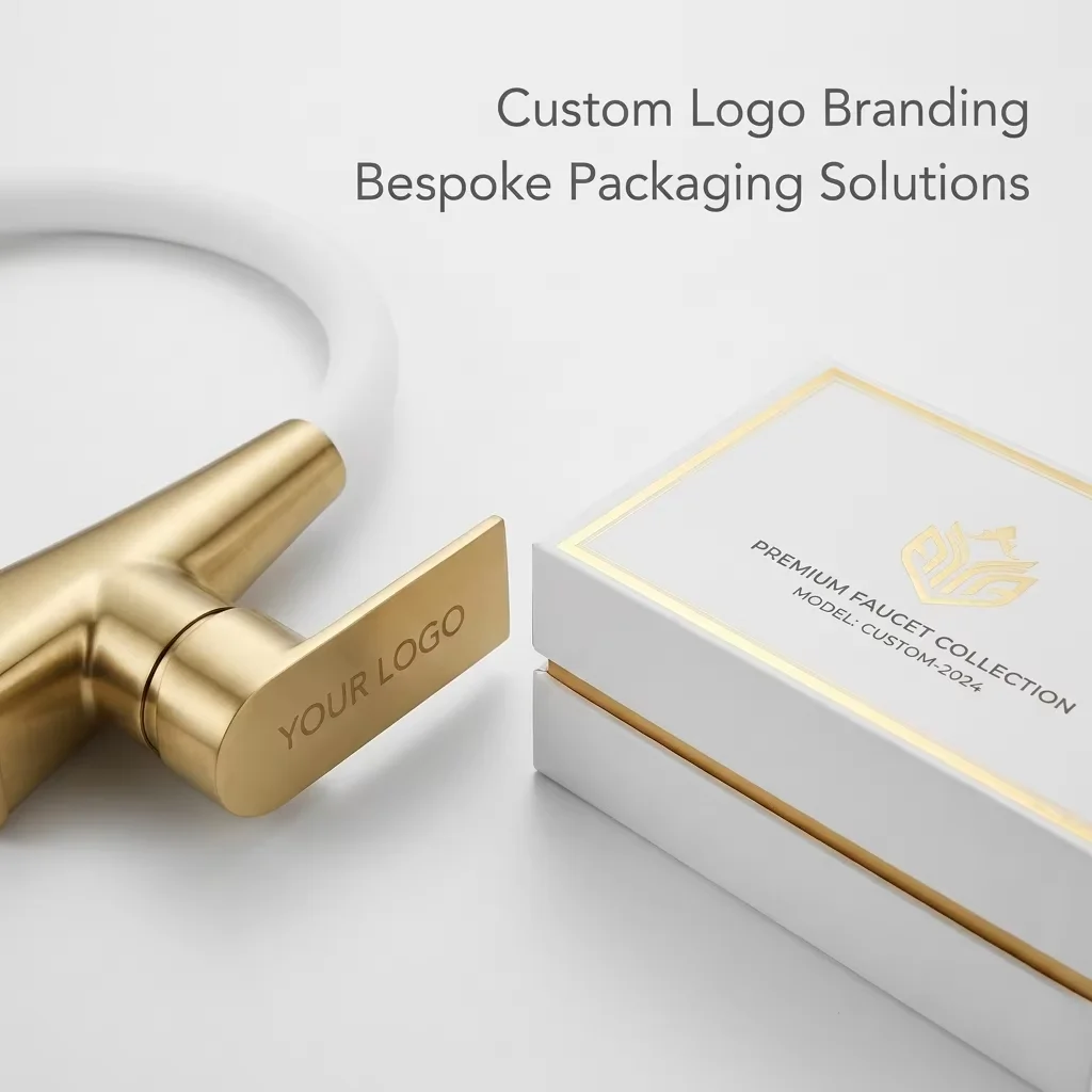 Modern aesthetic and durable gold coating on mixer tap Gold finish kitchen faucet detail with elegant contemporary design