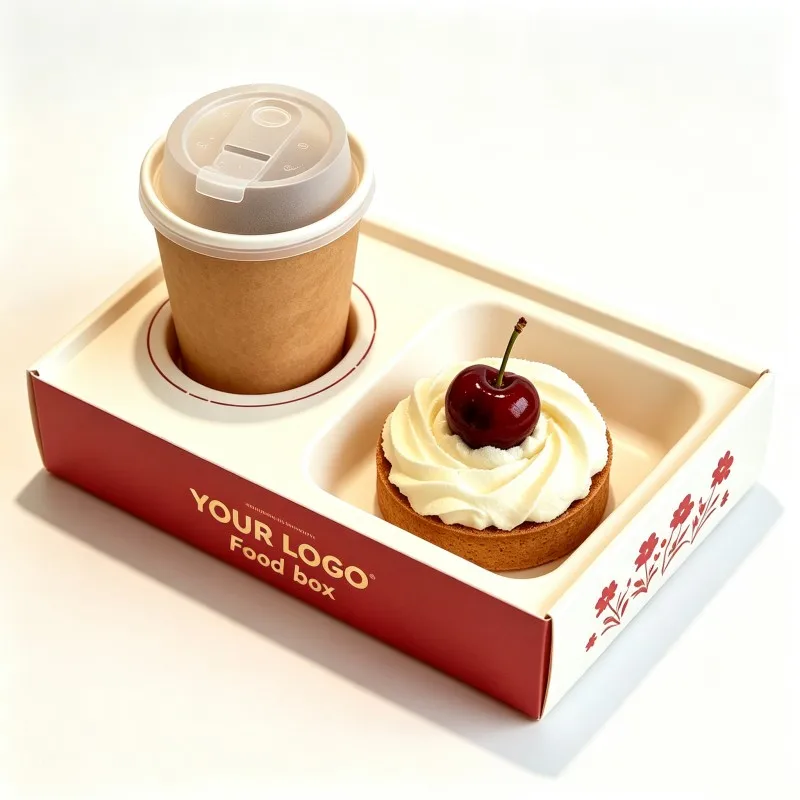 Hoogwaardige op maat gemaakte koffie- en dessertverpakking voor groothandel, biologisch afbreekbare bekerhouder voor cafés en bakkerijen, koffieverpakking met soja-inkt