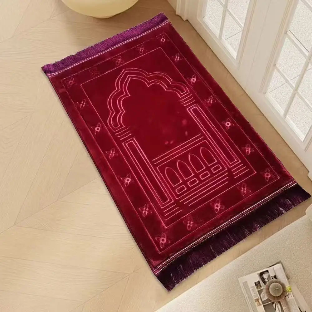70*110cm Embroidered Raschel Thickened Prayer Rug Export Cross-border Islamic Prayer Mat_voghion.com