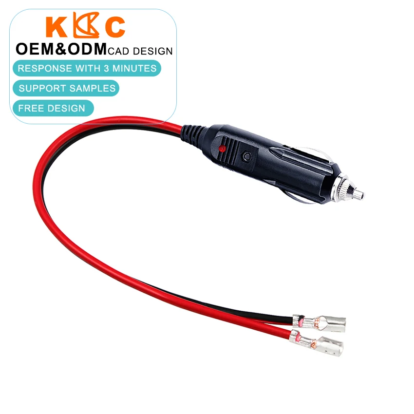 Car 12V Cigarette Lighter 10A Fuse Socket Plug to to Wires Terminal 3FT  Cables