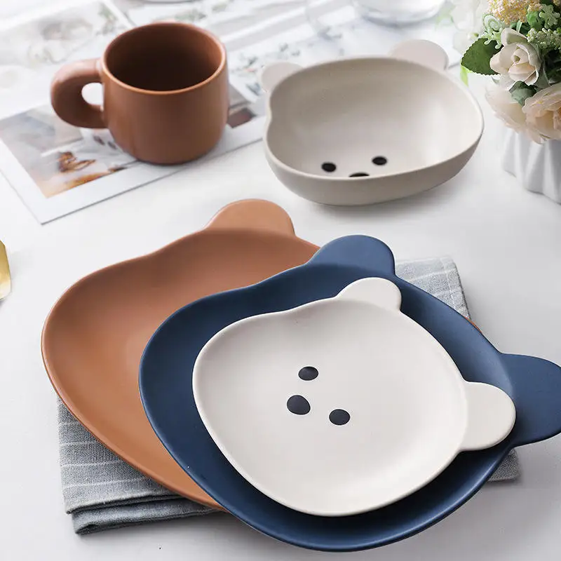 product fenn nordic style low moq cartoon animal shape cute dishes plate porcelain salad plate set of 6 ceramic dinner plate for gifts-56