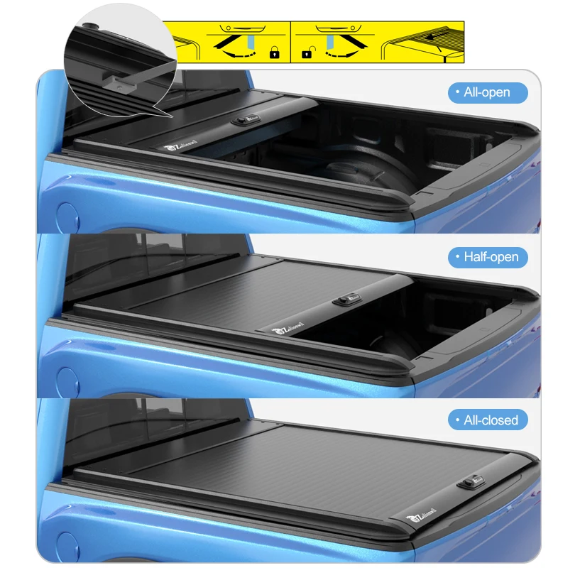 Zolionwil 4X4 Roller Shutter Bed Cover Roller Lid Manual Roll up Tonneau Cover for 2012-2021 Ford Ranger Xlt Double Cab
