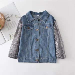 Custom Girls Jacket Turn-down Collar Kids Winter Clothing Winter Coats Children Denim Fur Jackets Clothes for Kids