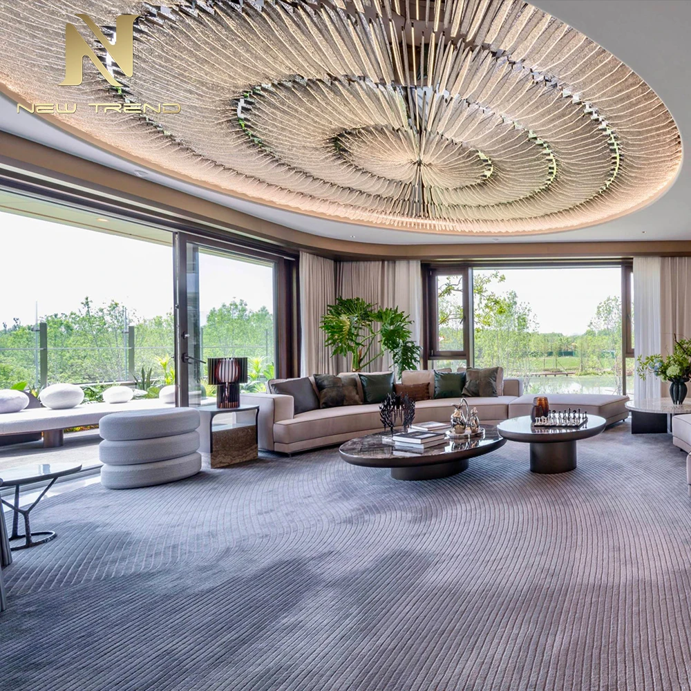 CPL-485 Modern luxurious living room lighting for commercial spaces. Large custom acrylic LED ceiling lights. Suitable for villa lobbies and halls