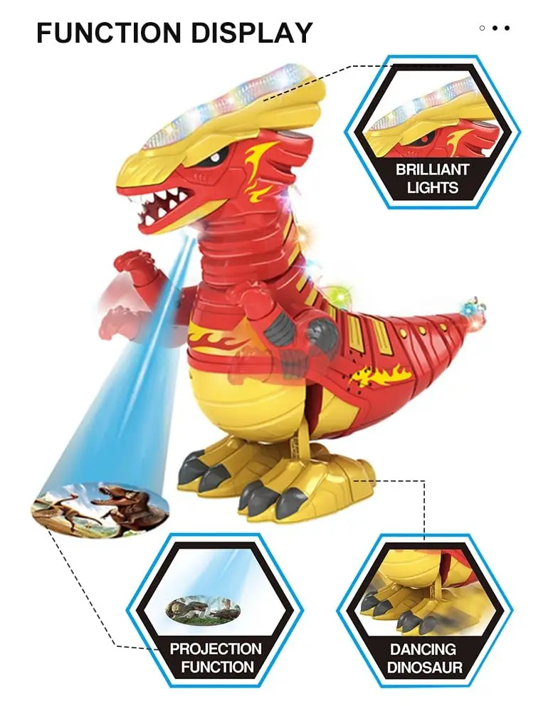 Electric Projection Interactive Toy Singing Mechanical Dancing Dinosaur with LightInteractive Educational Gift Toys