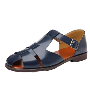 UP-2274J Classic Men Summer Business Shoes Breathable Solid Closed Toe Soft Sole Non-slip Hiking Beach Flat Dress Sandals