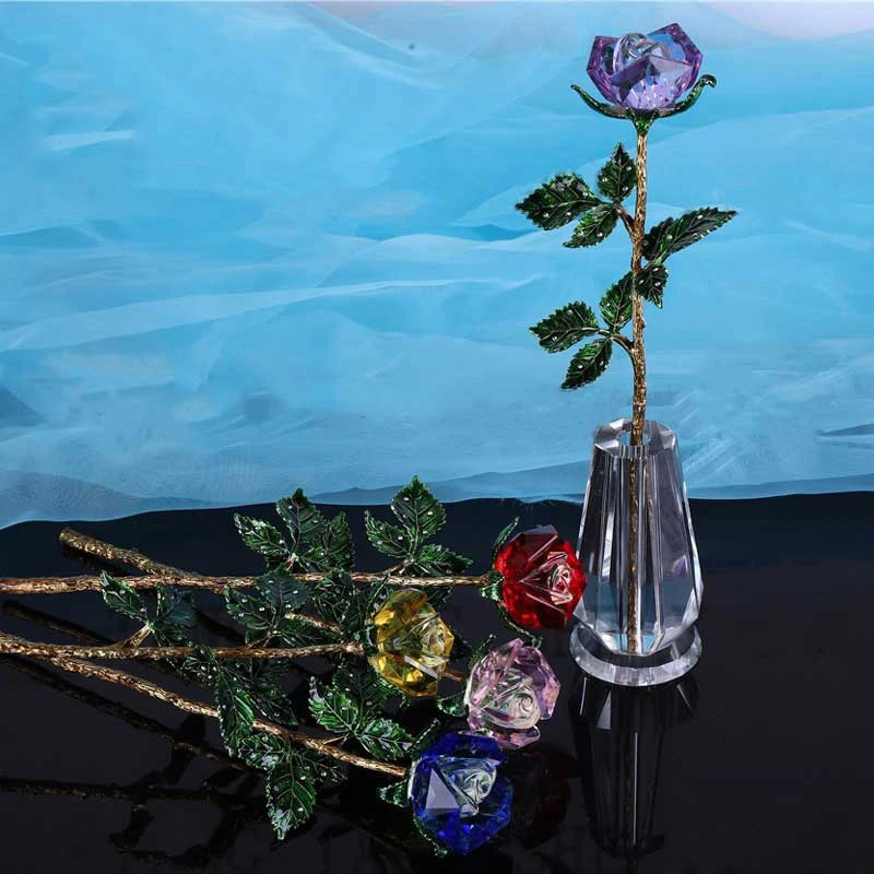 5 видов цветов с украшением в виде кристаллов розы фигурки пресс-папье стекла Ремесло Свадьба День святого Валентина подарки Таблица декора дома украшения