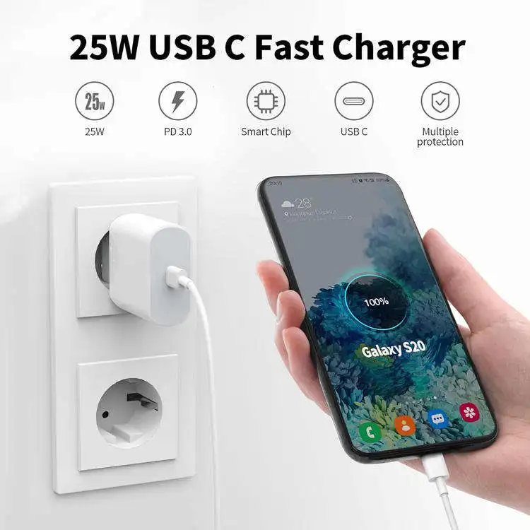 Hot Sales 25w Uk Eu Fast Charging Charger Mobile Phone Accessories For