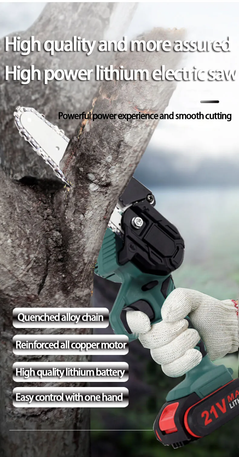 24v Lithium Battery Powered Mini Chainsaw - Cordless & Efficient