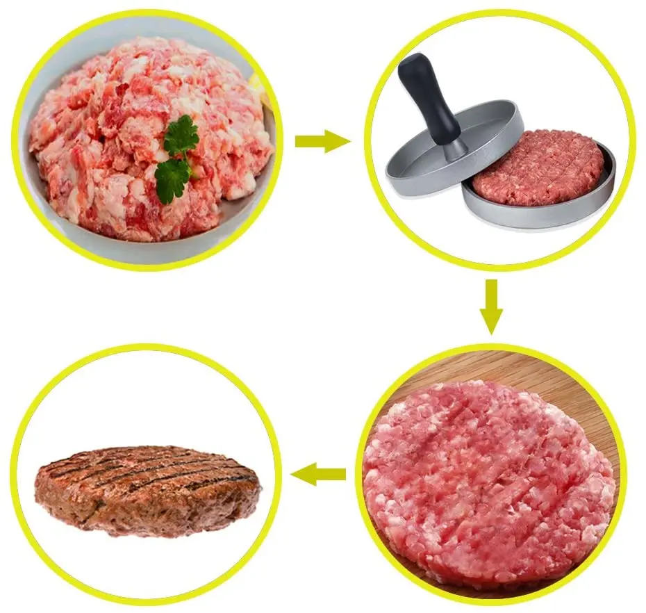 Plastic Handle Meat Patty Making Mold Non Stick Burger or Hamburger Press