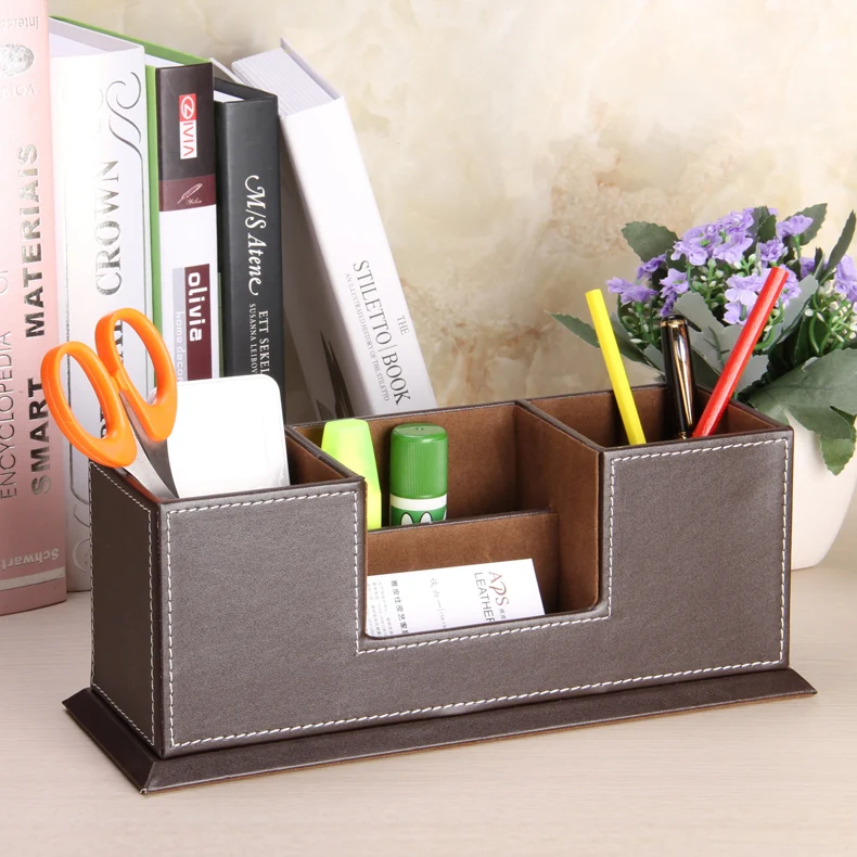 High Quality Pu Leather Office Desktop Desk Accessories Stationary Organizer Set Buy Office