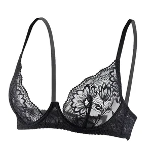 Women Lace Bra Underwire Plunge Brassier Everyday Wear Ladies High Quality Stretch Breathable Bra Push Up