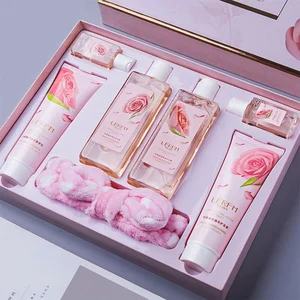 6pcs Rose Extract Shampoo Set Shower Gel Shampoo Body Lotion Care Series Body Care Bath Spa Kit Gift Set