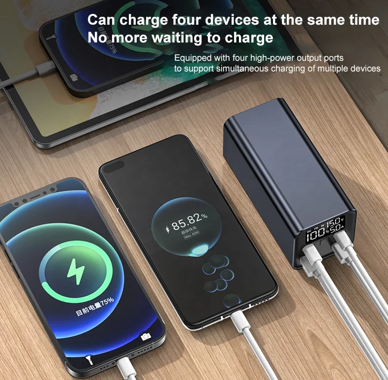 Portable PD 65w Laptop Power Bank with Super Fast Charging High Capacity 20000mah  Double USB Output Interface