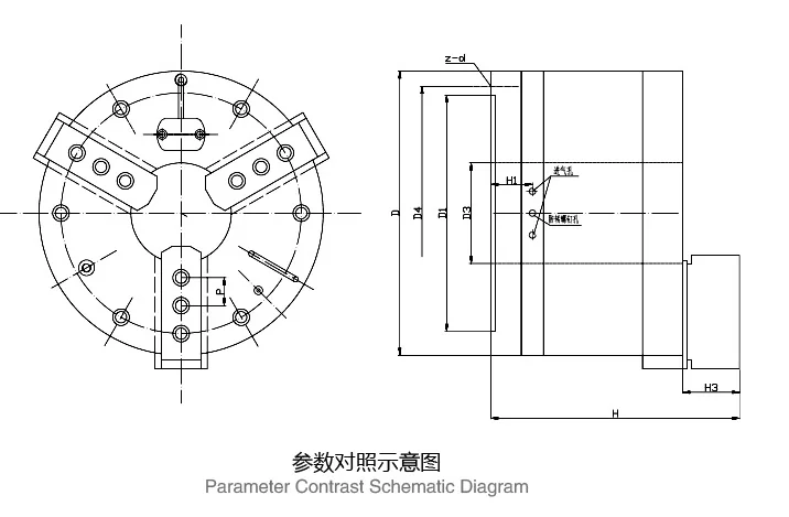 Mâm cặp máy tiện lắp phía trước Mâm cặp khí nén 3 chấu