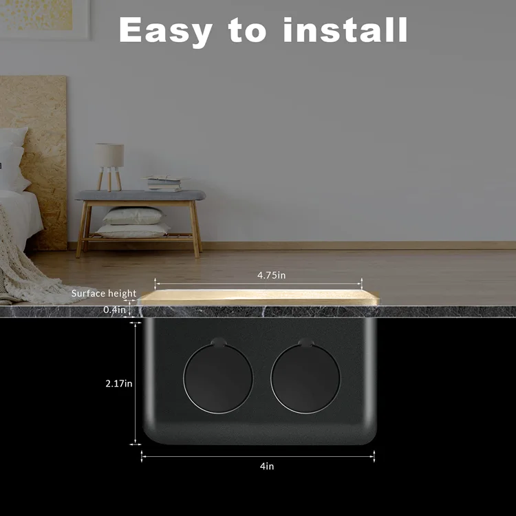 VNX Waterproof Flip Floor Socket 16a Socket With Data Invisible Flat Desktop Socket for TV Computer Phone HD Interface