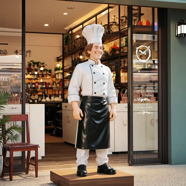 Outdoor Cartoon Chef Sculpture, Large-scale Figure Figurine, Restaurant Hotel Garden Commercial Scene Decoration Item