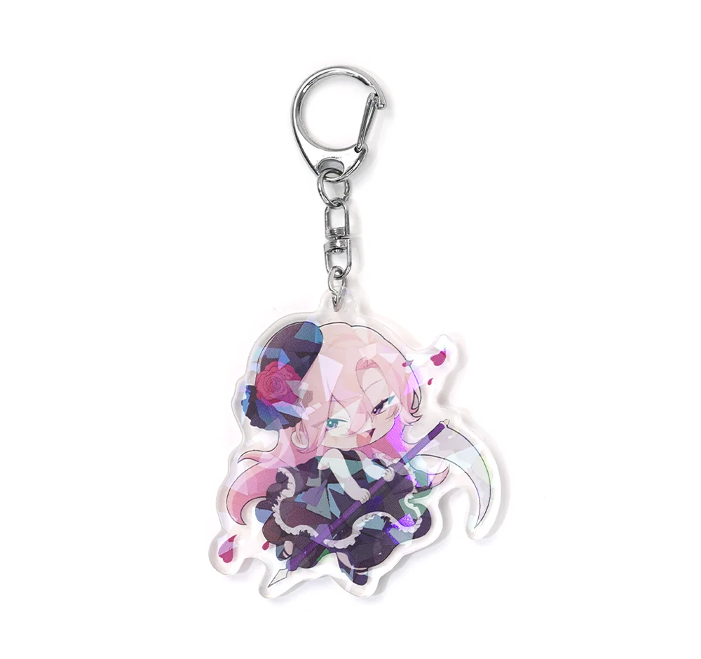 Double Sided Printing Holographic holo rainbow Acrylic Charm Anime Game Peripheral Kawaii Key Pendant