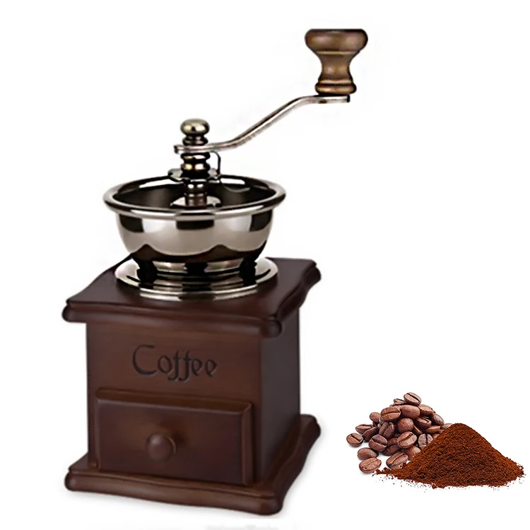 Top Seller Products Good Quality Factory Supply Kitchen Gadgets Wooden Manual Antique Coffee Grinder Coffee Bean Grinder