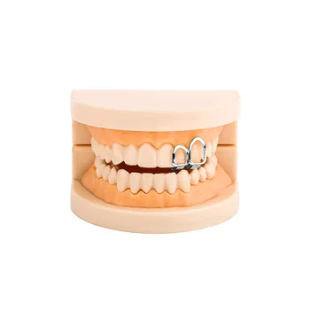 2024 Hiphop Fashion 14K Gold Plated Iced Out CZ Gap Single Tooth Copper Teeth Grillz Jewelry For Men Women