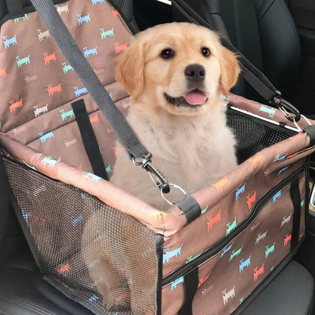 Portable dog cat pet car seat cover mat seat covers car carrier with clip in belt and mesh window Dog carriers & travel products