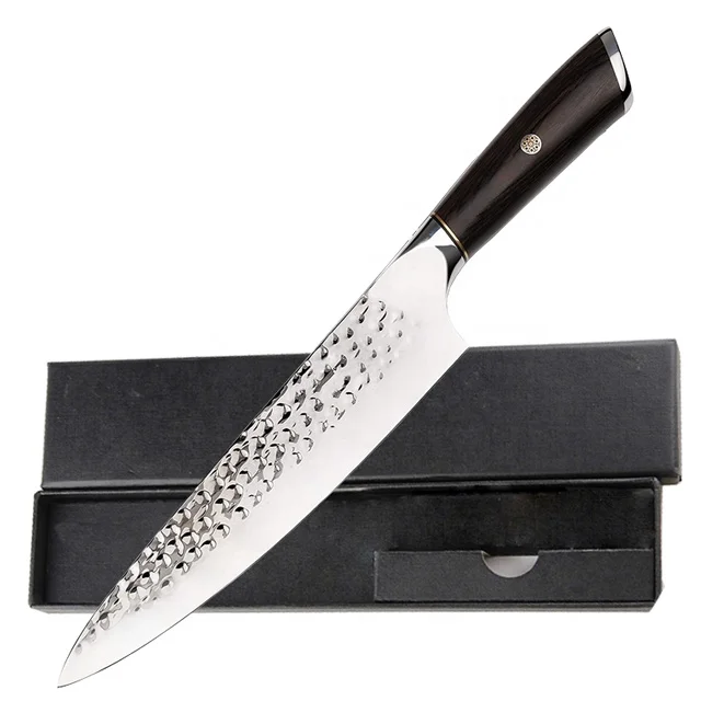 amazon hot sell items 8inch forge chef knife  handmade  high carbon steel with pakka wood handle meat chopper knife