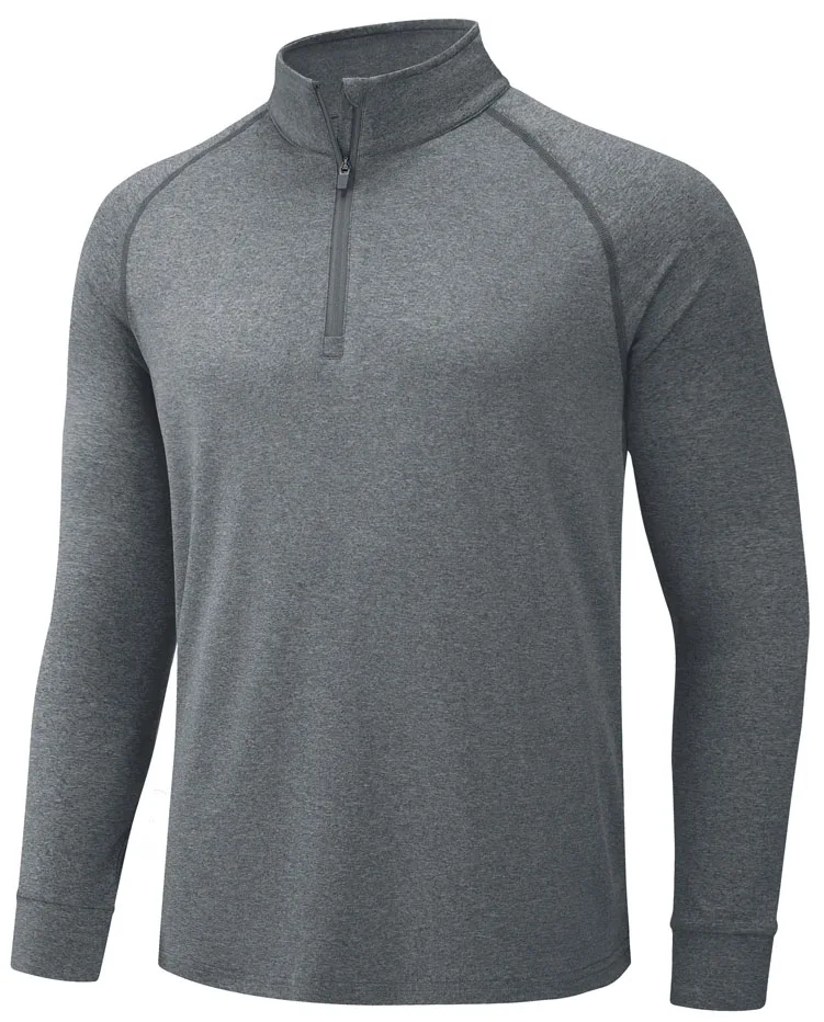 Custom LOGO UPF50+ Sun Protection 1/4 Zip Pullovers Mens Long Sleeve POLO Shirt High Quality Running