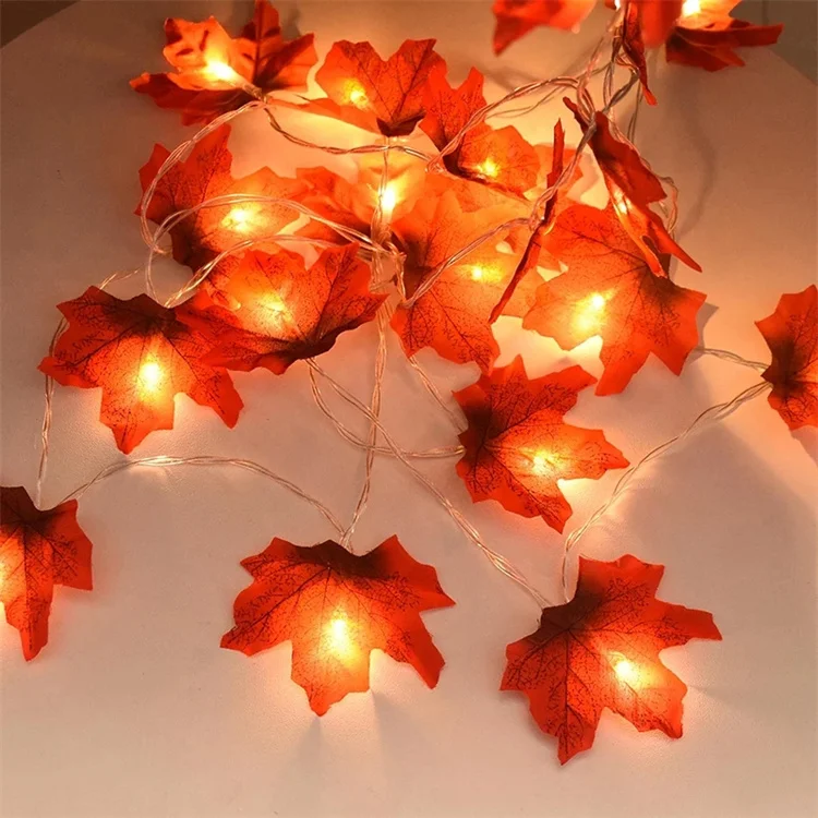 Fall Maple Leaf Garland LED Maple Leaves Fairy Lights Fall Garland Lights Waterproof Maple Leaf String Light