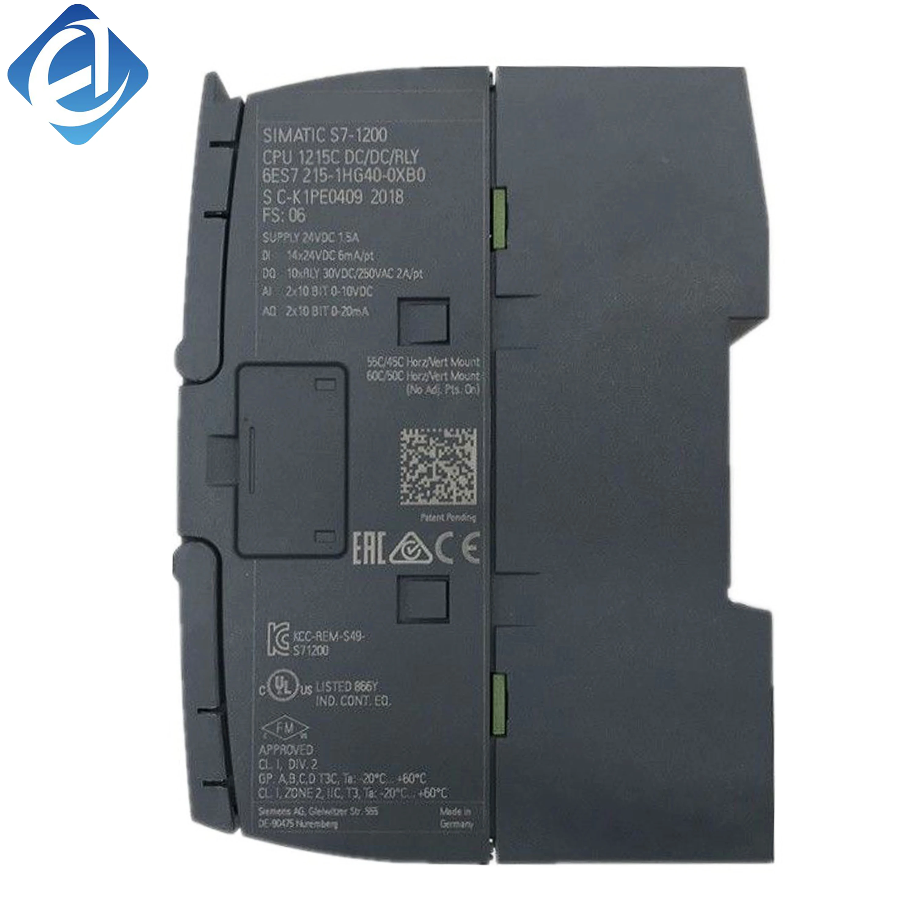 New Original 6ES7 215-1HG40-0XB0 6ES7215-1HG40-0XB0 S7-1200 CPU compact PLC. Integrated analog & digital channels, stable bus communication, strong logic control performance, suitable for small automatic equipment, on-site monitoring