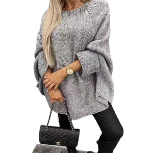 Women's Vintage Style Knitted Poncho Shawl Sweater Autumn New Long Solid Pattern Design Breathable Knitted Cape