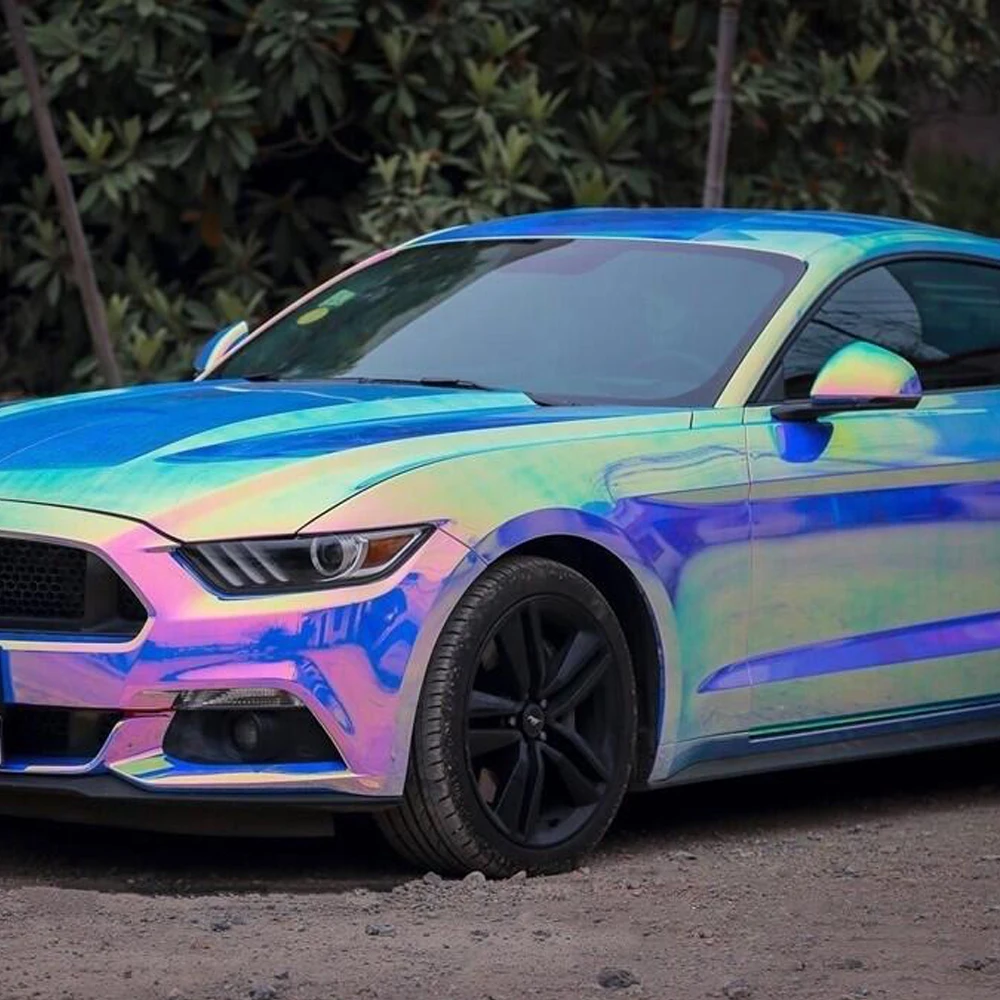 Chameleon Reflective Vinyl Car Wrap PET Chrome Hot Teal Pink Bubble-Free Film for Premium Custom Vehicle Wrapping